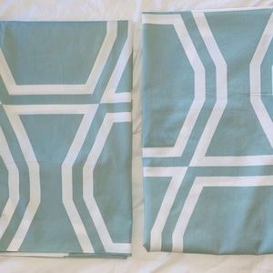 Kate Spade Bow Tile Cloud QUEEN Pillowcases Cotton 20.25" X 33.5” Aqua Blue